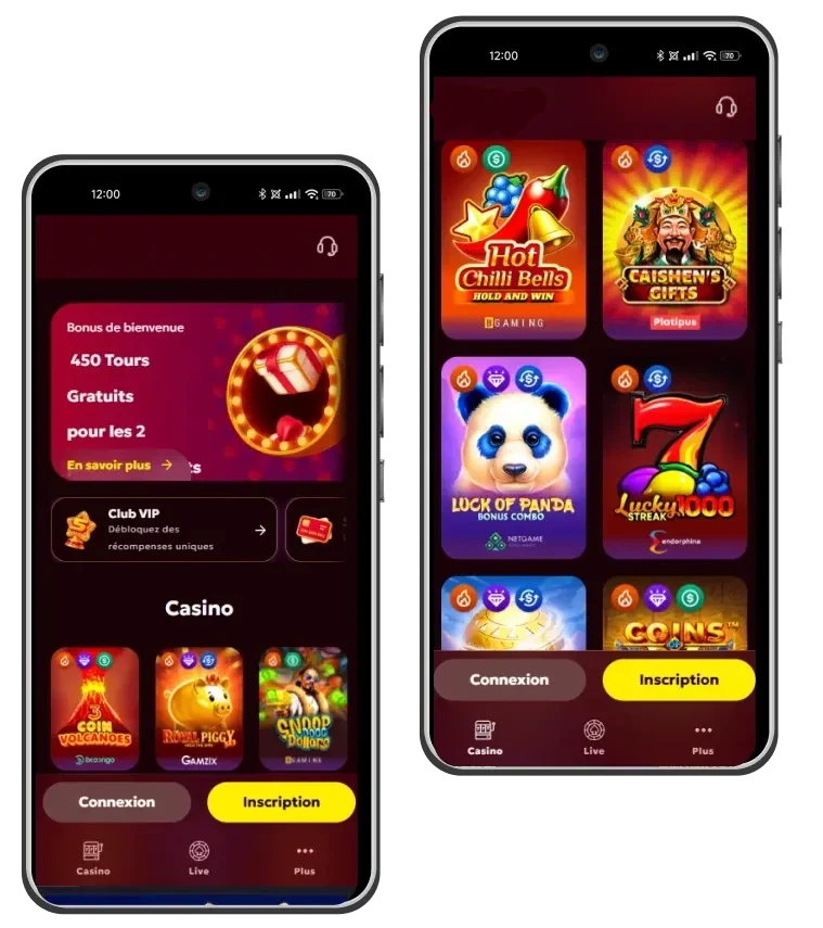 Spinobon sur mobile : lobby casino et bonus de bienvenue